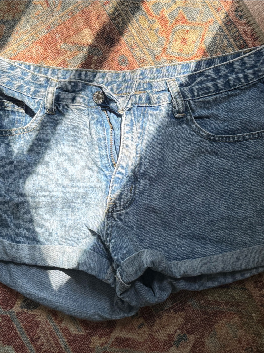 SHEIN Light Blue Rolled-Hem Denim Shorts